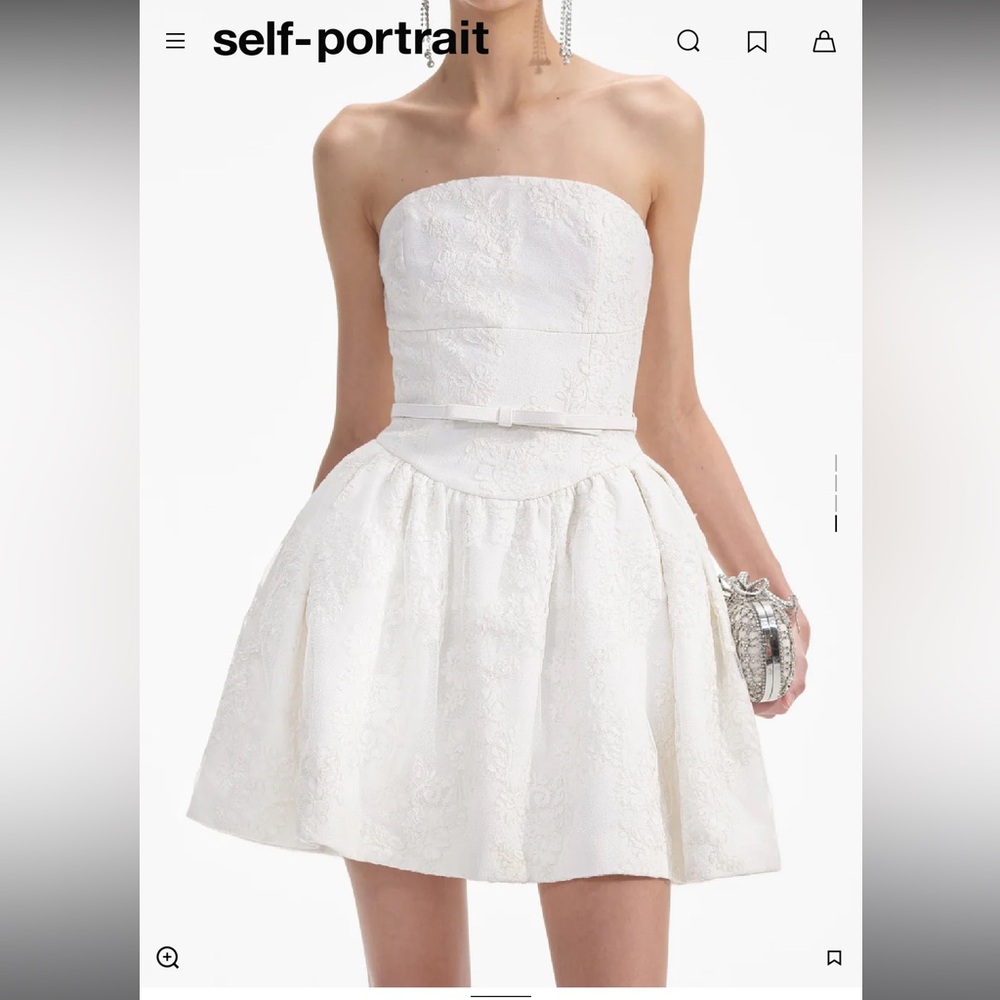 Self-Portrait Cream Lace Bandeau Mini Dress